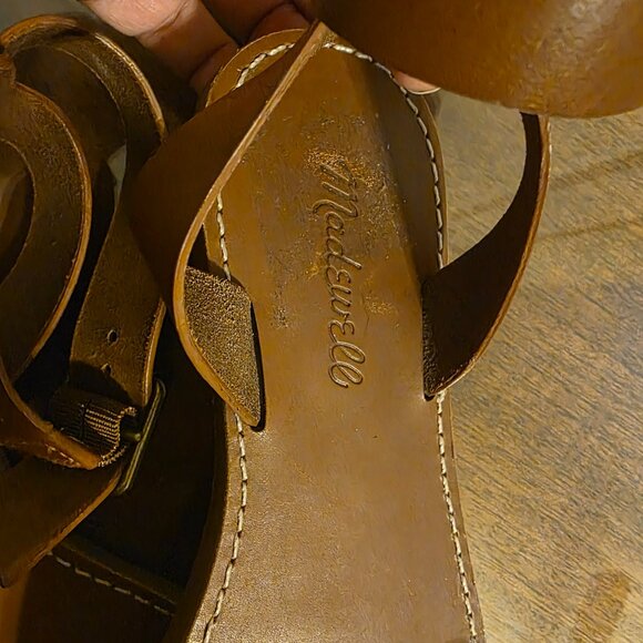 😍 Madewell Boardwalk Brown Leather Ankle Strap Sandals Size 6.5 - Picture 6 of 6